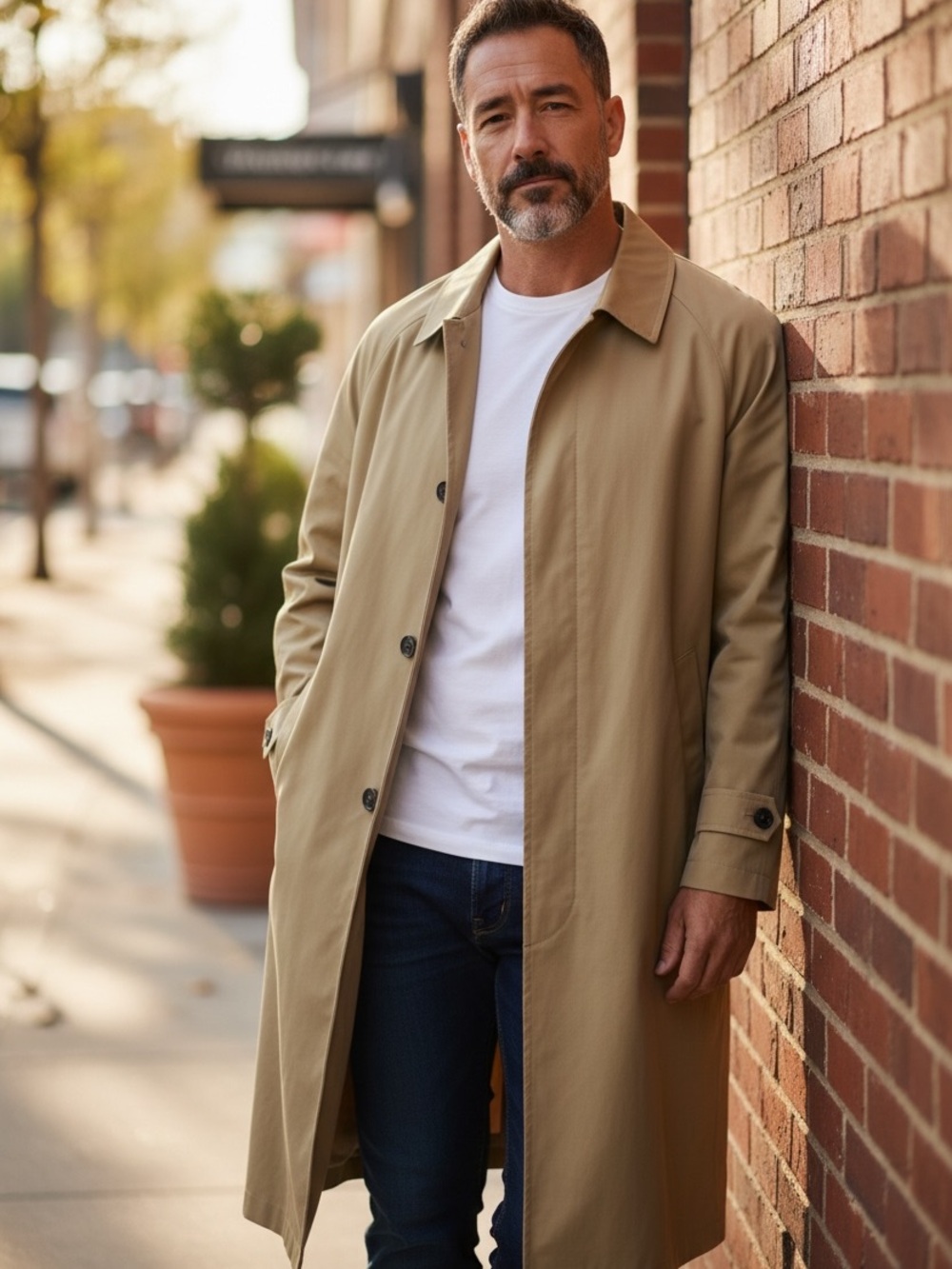MADEWELL  mens Raglan Sleeve Trench Coat Italian Twill Khaki NWT